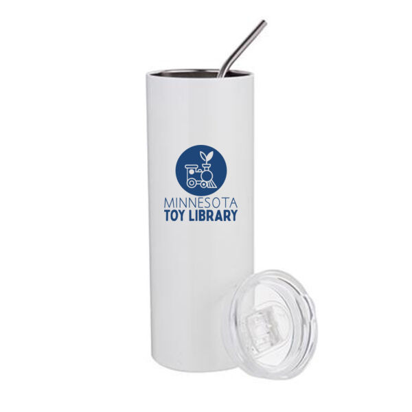 20oz Stainless Steel Tumbler W/Straw & Lid - Sublimated Logo Thumbnail